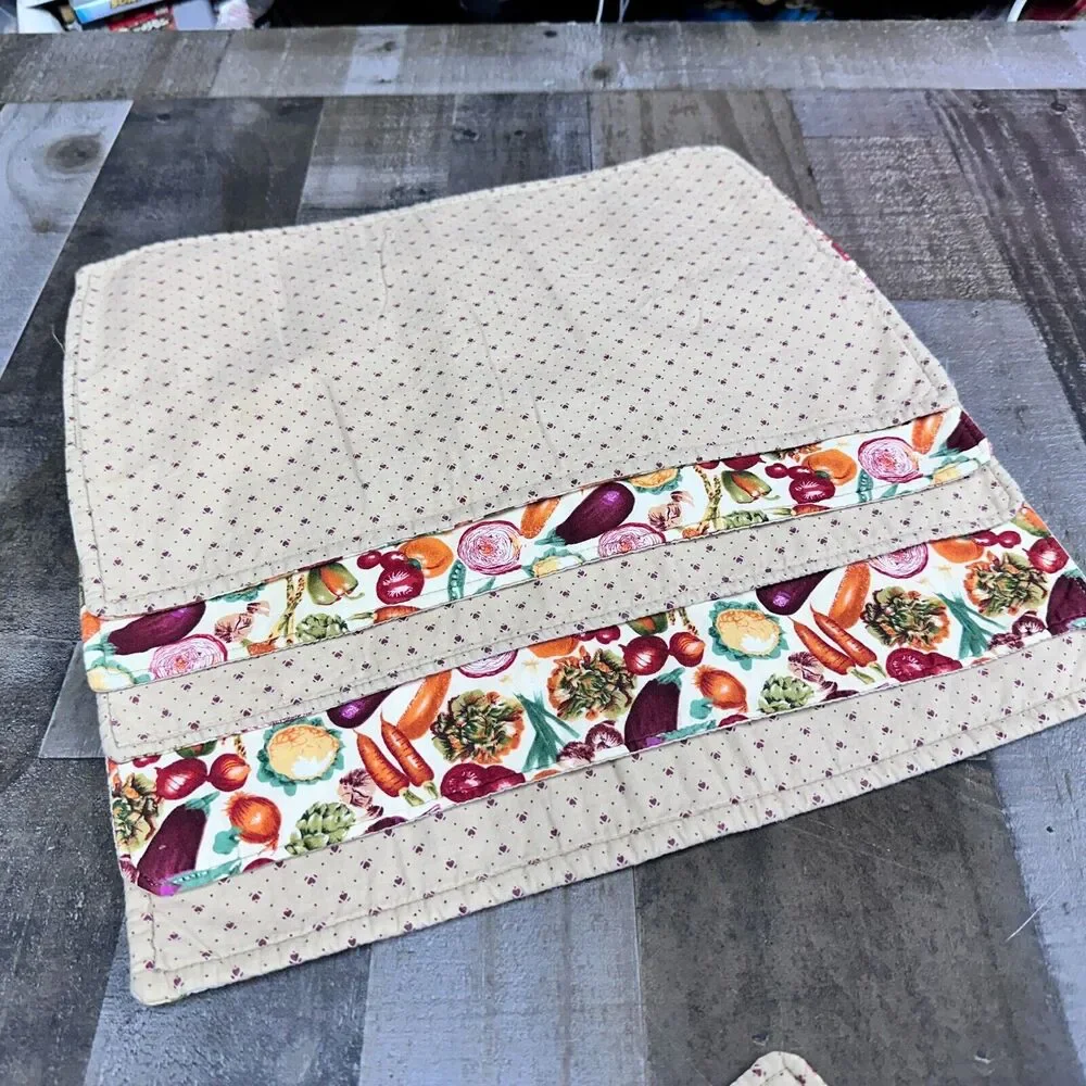 Vtg Vegetable Medley Place Mats set of 6 Colorful‎ Kitchen Farm